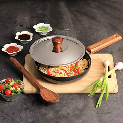 Wonderchef Ebony Hard-anodised Aluminium Fry Pan | 24cm Frying Pan Non Stick | 1.75L | 3.25mm Thickness | Black