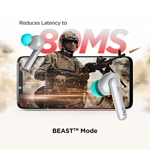 boAt Airdopes 141 Bluetooth Truly Wireless in Ear Headphones with 45H Playtime,Low Latency Mode for Gaming, ENx Tech, IWP, IPX4 Water Resistance, Smooth Touch Controls(Cyan Cider)