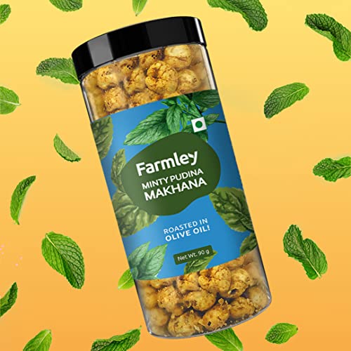 Farmley Roasted & Flavored Makhana- Minty Pudina, Peri Peri, Tangy Tomato, Cream & Onion (Pack of 4, 90 g Each)