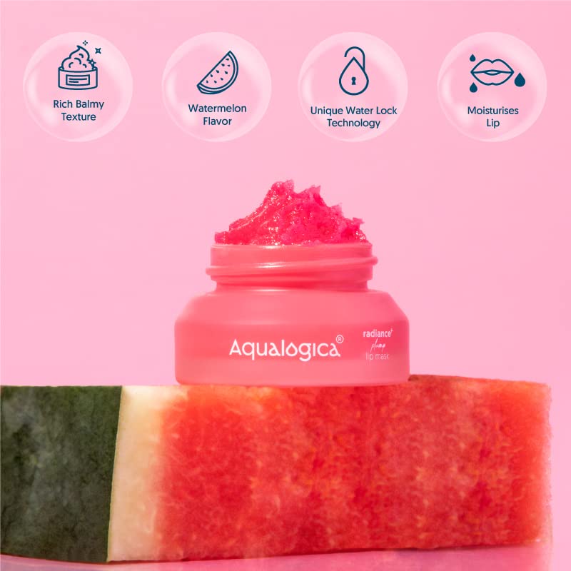 Aqualogica Radiance+ Plump Lip Balm with Watermelon and Shea Butter - Lip Mask for Heals, Hyperpigmentation & Hydrates Chapped Lips for Women & Men -15g