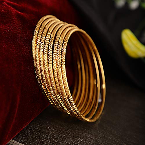 Shining Diva Fashion Set Of 8 Latest Traditional Design One Gram Gold Plated Bangle for Women (Golden) (11712b_2.6)