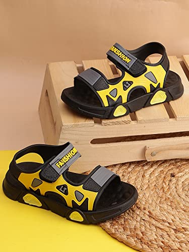 PASSION PETALS Colourblocked Sandals For Kids Baby Boys and Girls Sandals For Your Kids For Comfortable Wear (Yellow 5 Years - 5.5 Years)