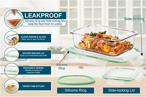 SignoraWare Lock 'N' Store Rectangle High Microwave Oven Borosilicate Safe Glass Container with Air Tight Lid | Multipurpose Jar Box (640ml, Transparent, Food Grade)