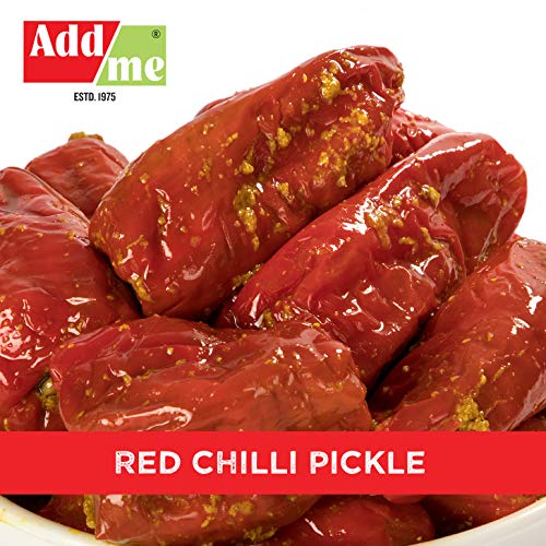 Add Me Red Stuffed Chilli Pickle 500gm Home Made lal mirch mirchi ka Bharwa Indian achar Pickles in Mustard Oil Glass Pack