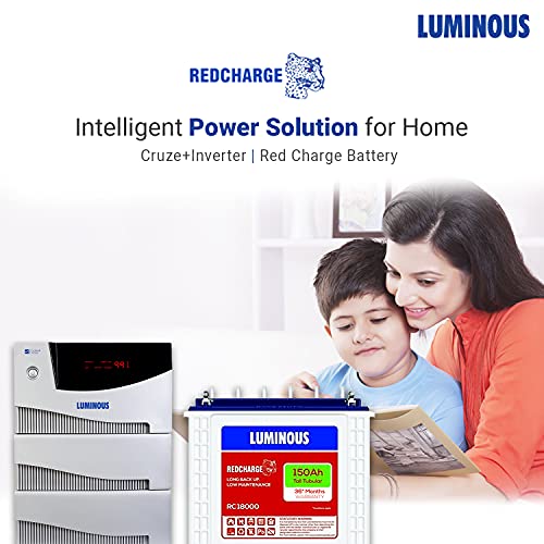 Luminous Inverter & Battery Combo (Cruze 3.5 KVA Sine Wave 3500VA/48V Inverter with RC18000 Tall Tubular 150Ah Battery - 4 Batteries) for Home, Office & Shops