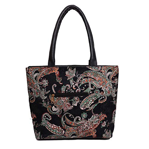 jsm fashion Women's Handbag (BLACK PRINT_Black)