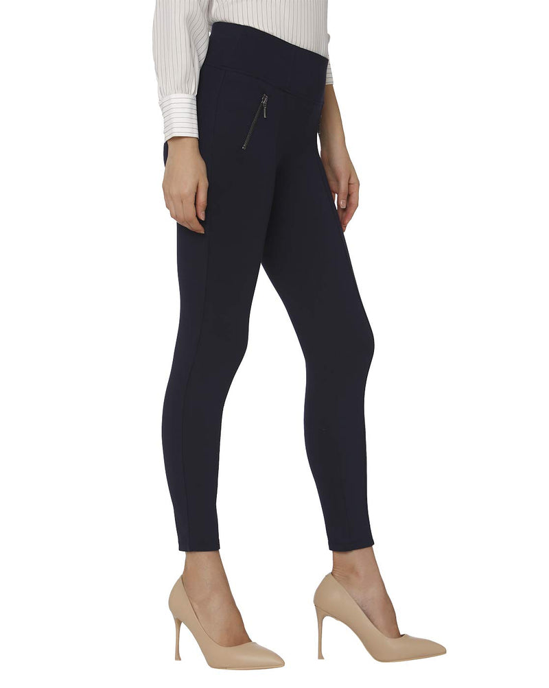 VERO MODA Womens 2 Pocket Solid Leggings (Midnight_X-Small)