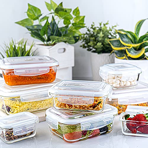 Borosil Klip N Store Glass Storage Container For Kitchen With Air-Tight Lid, Microwave & Oven Safe, Square, 320 ml, Clear