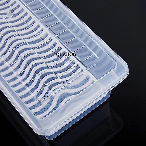 QUAHOG Fridge Storage Boxes (Pack of 6), Fridge Organizer with Removable Drain Plate Tray Keeps Fruits, Vegetables, Meat, Fish Fresh Longer 1500 ML, Polypropylene