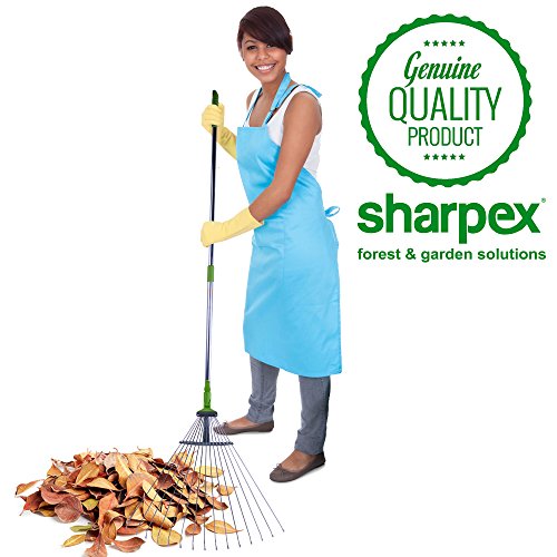 Sharpex Telescopic Metal Rake, 31 to 64 Inch Adjustable Expanding Handle Rake for Quick Clean Up of Lawn and Yard, Garden Leaf Rake and Roof | Garden Broom with Long Handle for Leaves