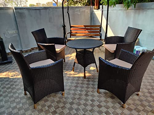 Garden Living Outdoor Indoor Furniture Rattan Chair Patio Set Wicker Conversation Set Poolside Lawn Chairs Balcony Funiture with All Weatherproof PE Wicker (Large, D 43 Brown Round Honey)