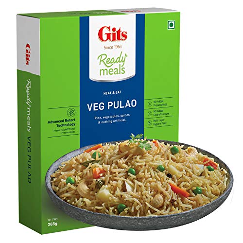 Gits Ready to Eat Veg Pulao, Pure Veg Heat and Eat Rice Dish,Microwaveable, 265g