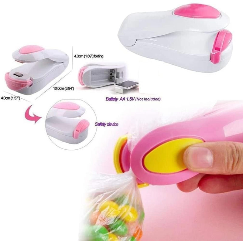 Compact Portable Mini Heat Sealer Machine - Instantly Seal Vacuum Bags, Chip Packets, and Plastic Bags for Quick and Convenient Food Storage.