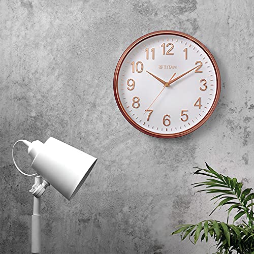 Titan Contemporary Rose Gold Metallic Finish Wall Clock with Silent Sweep Technology - 30 cm x 30 cm (Medium)