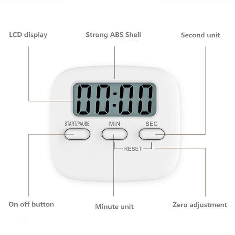 P-Plus International Digital Kitchen Timer Magnetic Countdown Cooking Kitchen Timers with Louder Alarm Big Digit, Back Stand Hanging Hole for Cooking Kids Teacher Shower Bathroom Oven Round