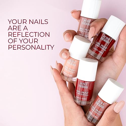 Just Herbs Nail Polish 12 Chemical Free Formula Quick Dry, Glossy Finish and Long Lasting Nail Paints (Toasted Tango)