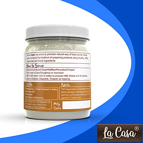 La Casa White Chocolate Spread | Vegetarian | All Natural Ganache | No Colors/Essence/Preservatives Used | 350 GMS |