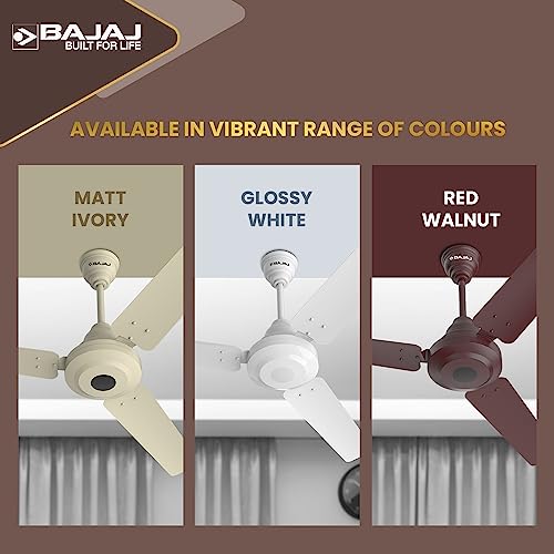 Bajaj Energos 12DC5R 1200mm Silent BLDC Ceiling Fan|5-StarRated Energy Efficient Ceiling Fans for Home|Remote Control|Upto 65% Energy Saving-26W|High Speed|Silent Operation| 2-Yr Warranty Red