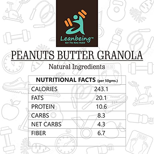 Keto Peanut Butter Granola 250G | Low Carb Cereal, Gluten & Grain Free, High Protein Keto Cereals Energy Snack.