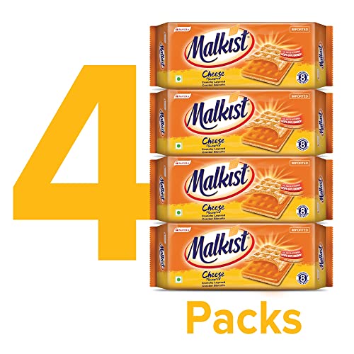 Malkist Cheese Flavoured Cracker Biscuits - 144g (Jumbo Pack)- Pack of 4