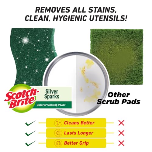 Scotch-Brite Silver Sparks Scrub Pad 2.75x4 (Pack of 6)