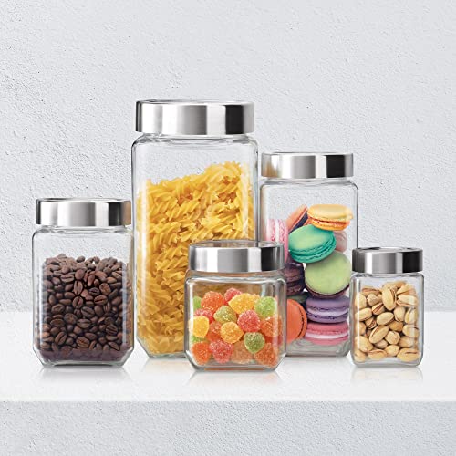 Treo By Milton Cube Storage Glass Jar, Set of 4, 1000 ml Each, Transparent | BPA Free | Storage Jar | Kitchen Organizer | Modular | Multipurpose Jar