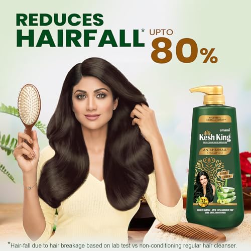 Kesh King Ayurvedic Anti Hairfall Shampoo Reduces Hairfall, 21 Natural Ingredients With The Goodness Of Aloe Vera, Bhringraja And Amla For Silky, Shiney, Smooth Hair, 1000Ml