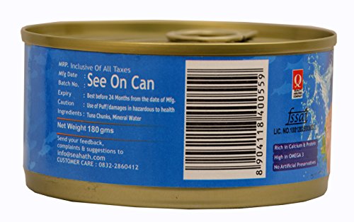 Oceans Secret - Canned Tuna Chunks in Spring Water (180 g) (Pack of 4) | Immunity Booster | Superfood