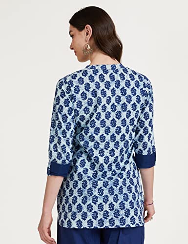 Amazon Brand - Myx Women's Cotton Screen Print Straight Short Kurti (SS17INDNIT09_Indigo_XXXX-Large 4XL)