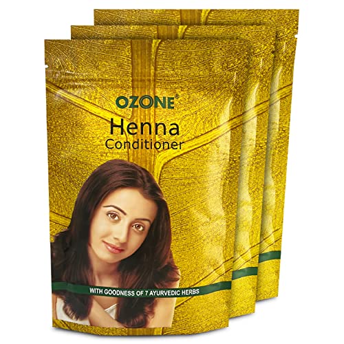 Ozone Henna Hair Conditioner |Men & Women | Ideal For Strong and Damaged Hair ,Shine & Nourish | Enriched with Bhringraj, Amla & Reetha | Paraben, Chemical & Sulphate Free - 100 g (Pack of 3)