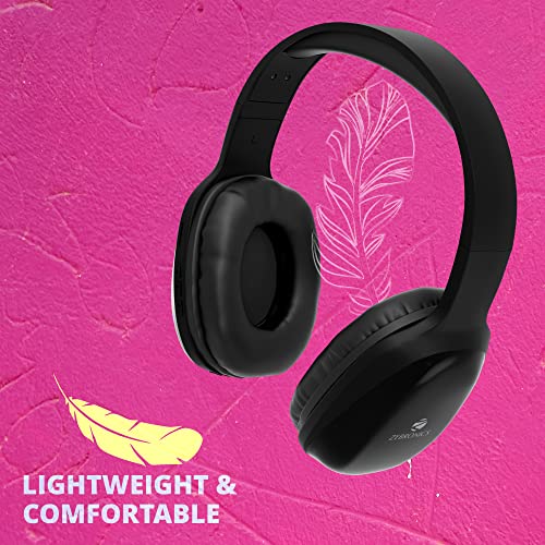 ZEBRONICS Zeb-Thunder PRO On-Ear Wireless Headphone with BTv5.0, Up to 21 Hours Playback, 40mm Drivers with Deep Bass, Wired Mode, USB-C Type Charging(Black)