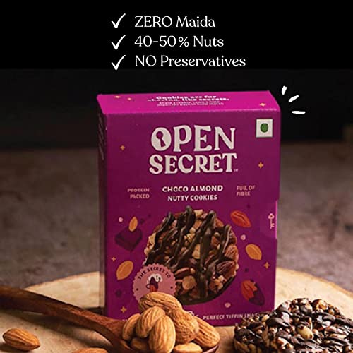 Open Secret Choco Almond Story Box |2 Healthy Choco Almond Cookies Story Box|Nutty & Chocolatey|Family Snacks Biscuit||No Added Maida|12 Cookies (6 Cookies Per Box)