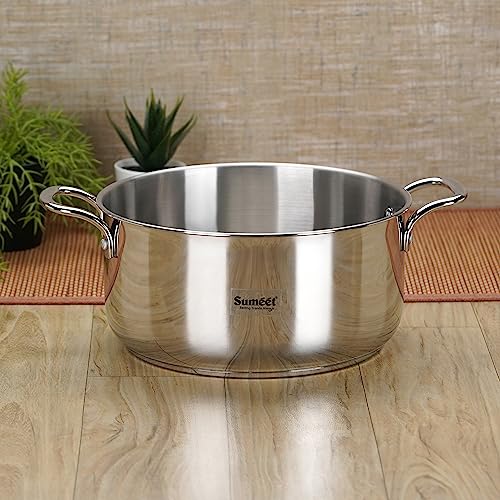 Sumeet Stainless Steel Induction Bottom (Encapsulated Bottom) Casserole 5 LTR, 25 cm Dia, Silver