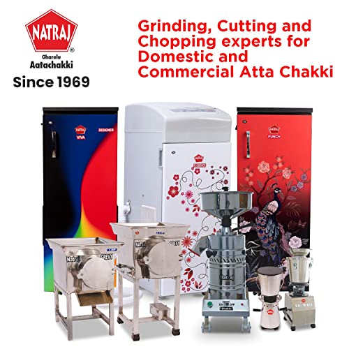 Natraj Viva Atta Chakki, Flour Mill Fully Automatic Domestic Ghar Ghanti for Grinding Masala and Grains, with Standard Accessories (0.75 Unit/hr)