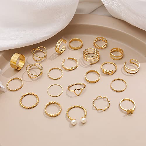 Shining Diva Fashion Stylish Rings for Women and Girls - Set of 22 (Golden) (sd14737r)