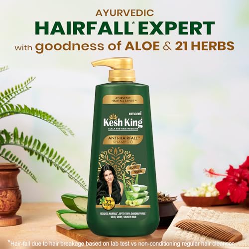 Kesh King Ayurvedic Anti Hairfall Shampoo Reduces Hairfall, 21 Natural Ingredients With The Goodness Of Aloe Vera, Bhringraja And Amla For Silky, Shiney, Smooth Hair, 1000Ml