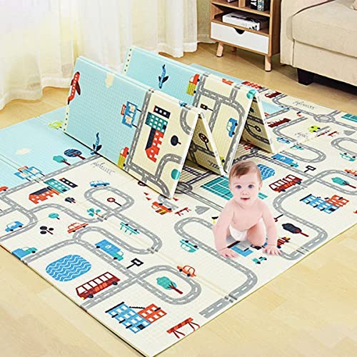 BUMTUM Waterproof Portable Double Side Soft Reversible Non Toxic BPA Free Learning & Crawling Foldable Foam Baby Play Mat for Toddler, Infant & Kids