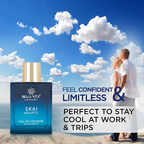 Bella Vita Luxury Skai Aquatic Eau De Cologne Unisex Perfume for Men & Women with Bergamot, Pink Pepper |Long Lasting Aqua EDC Fragrance Scent, 100 Ml