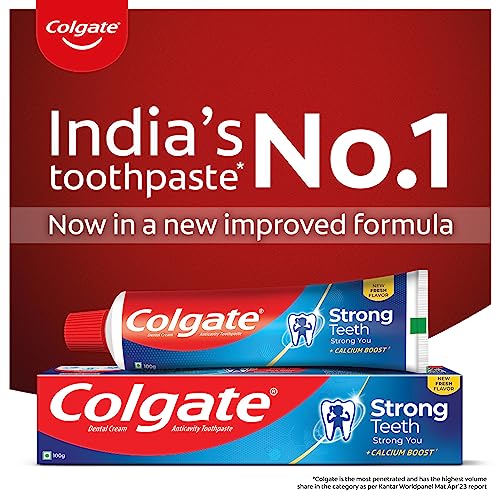 Colgate Strong Teeth, 500g, India’s No: 1 Toothpaste Brand, Calcium-boost for 2X Stronger Teeth, Prevents cavities, Whitens Teeth, Freshens Breath