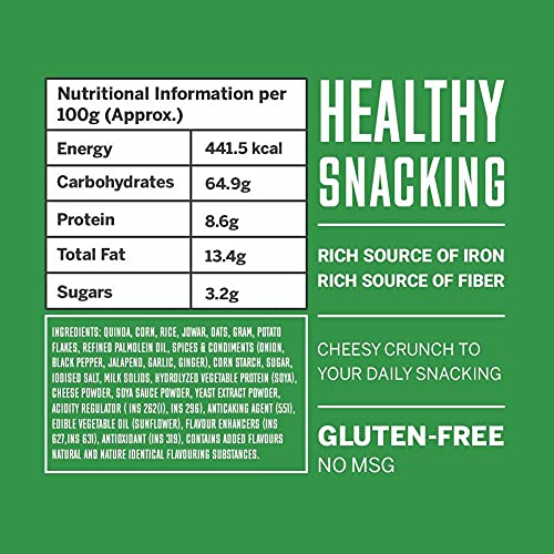 Snackible Cheesy Jalapeno Quinoa Puffs (Pack of 2) - 2x115gm | Gluten Free | No MSG | Rich in Iron & Fibre