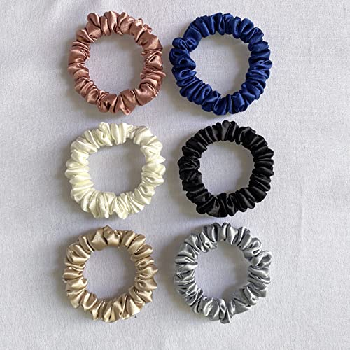 Silvr Bear Luxury Satin Skinny Scrunchies for Women / Girls, Anti Hair-Breakage, Hair Ties, Slim Scrunchies Set for Girls, 𝐒𝐚𝐦𝐞 𝟲 𝐂𝐨𝐥𝐨𝐫𝐬 𝐀𝐬 𝐏𝐢𝐜, Best gift for Sister, Friend, Mom | Classic Skinny