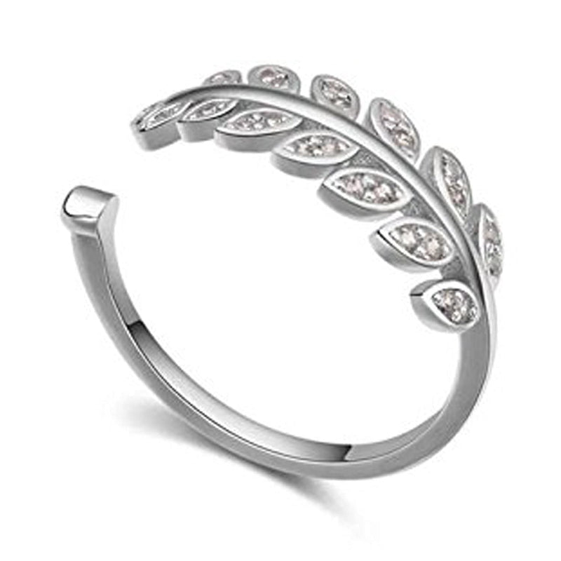 Okos Rhodium Plated Combo Of 4 Adjustable Finger Rings Studded With White Crystal Stones For Girls And Women CO1000390