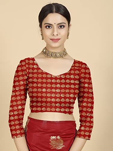 rangita Women Banarasi Silk Jacquard Saree With Blouse Piece - Red