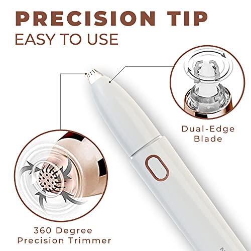 Winston Portable Eyebrow Trimmer for Women, Rechargeable Multipurpose Electric Trimmer Machine for Eyebrows, Upper Lips, Facial Hair, Nose and Ear Hair Removal Trimming Pen - (White)