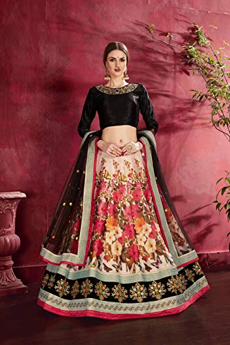 Zeel Clothing Women's Faux Silk Semi stitched Lehenga Choli (7006-new_Multicolored_Free Size)