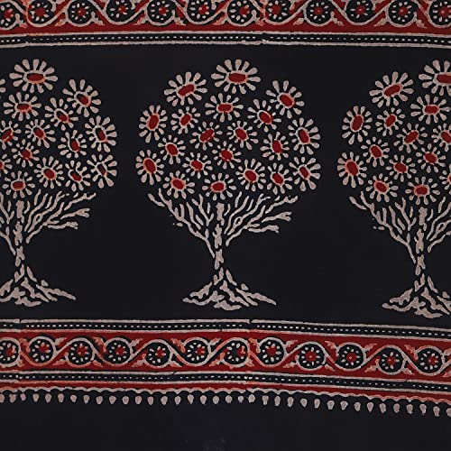 Amazon Brand - Anarva Women Cotton Ajrakh Dupatta (Black, 2.5 Meters)