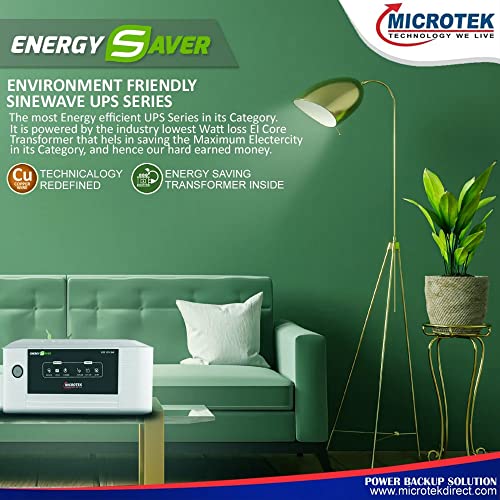 Microtek Energy Saver 1825 Pure Sine Wave 1600VA/24V Inverter, Support 2 Battery with 2 Year Warranty for Home, Office & Shops