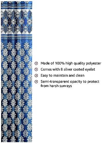 Amazon Brand - Solimo Majestic Mandala Polyester Window Curtains (Pack of 2, 5 feet), Blue
