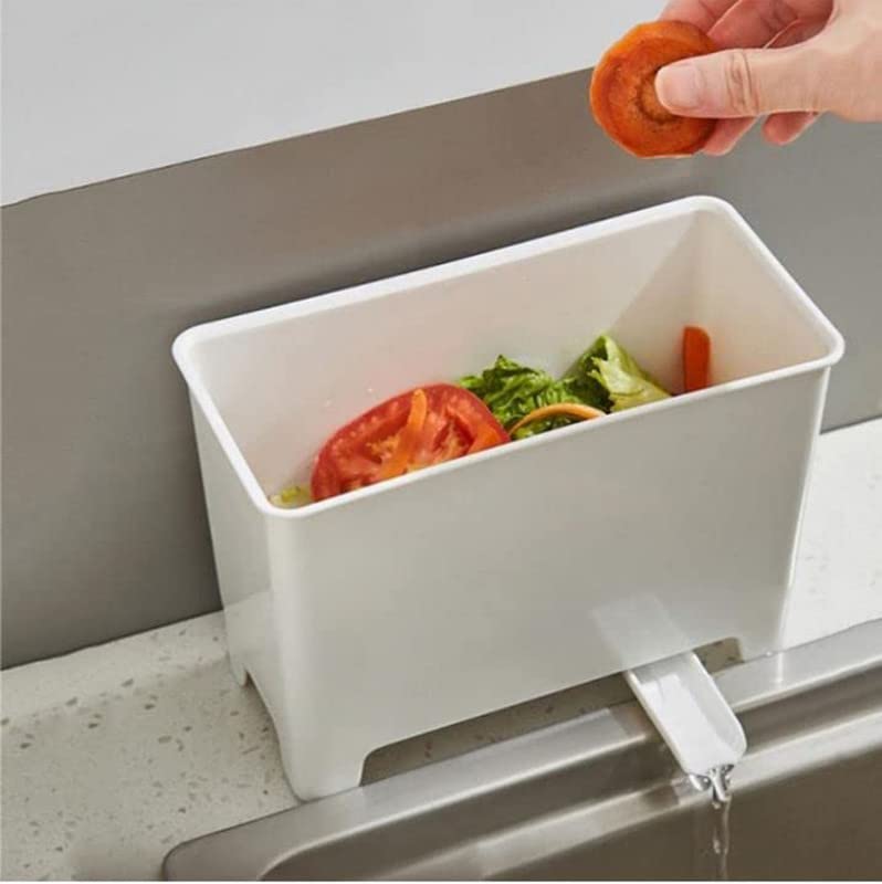 MosQuick® Kitchen Sink Waste Collector for leftover food its a small dustbin for kitchen sink must have kitchen sink accessories items perfect kitchen sink organizer & kitchen sink strainer -White