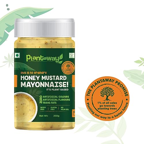 Plantaway Vegan Honey Mustard Plant Based Mayonnaise | Dairy & Gluten Free & No Plam Oil | No Artificial Color, Flavor & Trans Fats | 100% Vegetarian & Egg Free | 250g